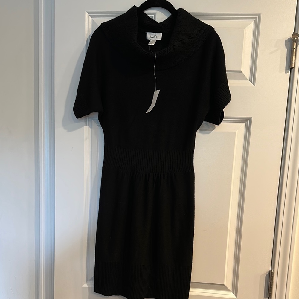 LOFT Black Knit Mini Dress